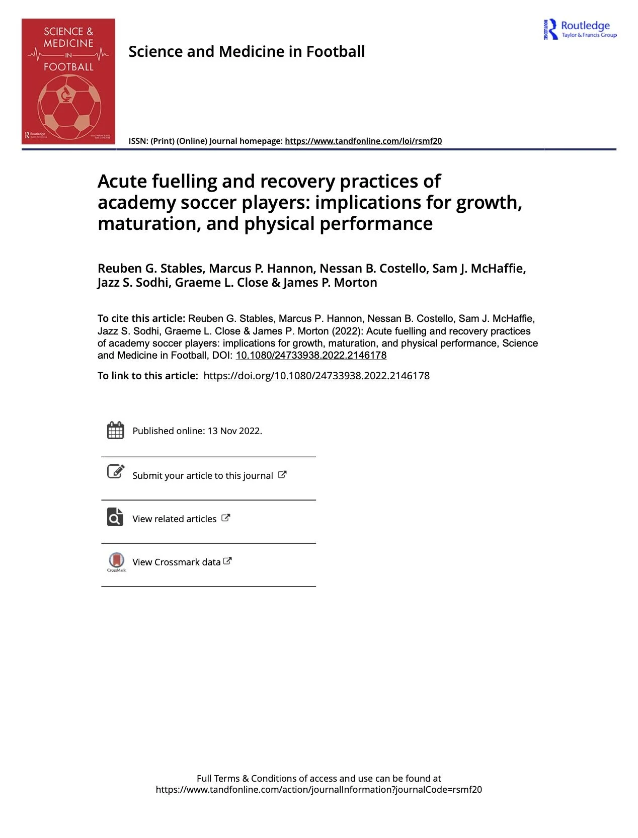 Acute fuelling and recovery practices of academy soccer players implications for growth, maturation, and physical performance